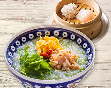 鮭と青のりの磯風味かゆ＆2種点心セット