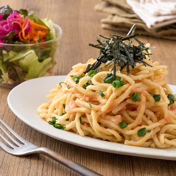 【セット】サラダと明太子生パスタ Mentaiko Fresh Pasta with Salad