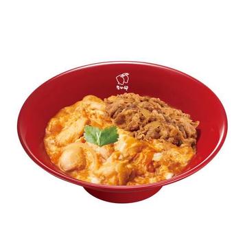 牛あいがけ親子丼 Gyudon＆Oyakodon (Simmered Chicken & Egg Rice Bowl)