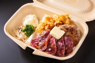 贅沢3種盛りBOX( ステーキ 100g ・ ハンバーグ 100g・ 唐揚げ 2個)