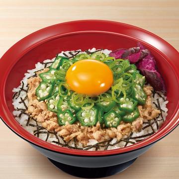 オクラ旨だしとりそぼろ丼Minced Chicken Rice Bowl w/ Raw Egg & Okra