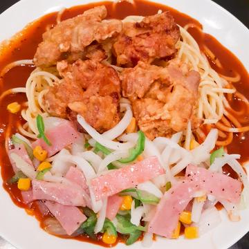 唐揚げオニオンソテーあんかけスパ