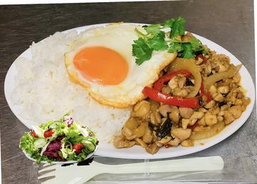 タイ ガパオライスセットー Gapao Rice set with Thai Rice
