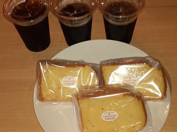 シフォンケーキ3個＆アイスコーヒー3杯