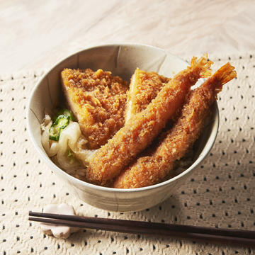 ぷりっぷり海老フライ(2本)とタレカツ丼
