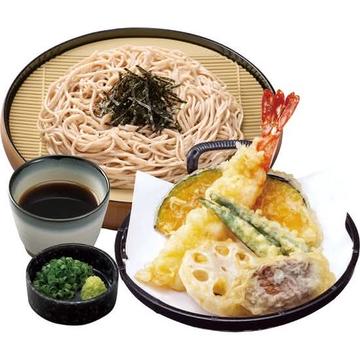 海老天ざるそば（5種盛り） Cold Soba w/Dipping Sauce ＋ Shrimp & Veggie Tempura(5 Kinds)