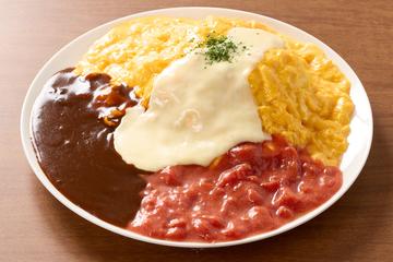 2種がけモッツァレラチーズオムライス(選べるソース) Two-sauce Mozzarella Omurice