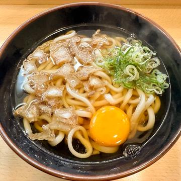 月見かすうどん
