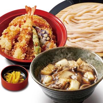 【満腹久セット】きのこつけ汁・海老天丼