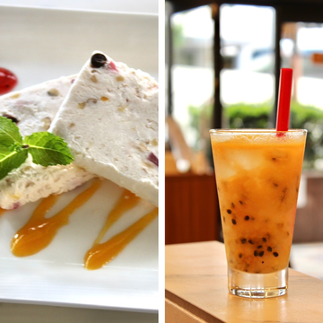 パイナップル＆パッションスカッシュとアイスチーズケーキのセット