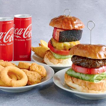 【お得】カンキバーガー＆てりやきバーガー＆フライドポテト・ナゲット・オニオンリング＆コカ・コーラ2本