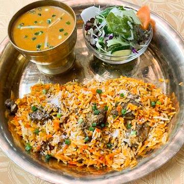 マトンビリヤニセット(ビリヤニ＆カレー) Mutton Biryani Set(Biryani and Curry)