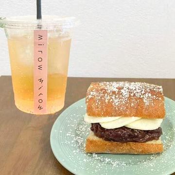 あんこと発酵バニラバターのミニサンドとドリンクのセット