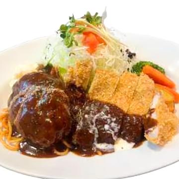 ハンバーグとポークカツプレート【150g】