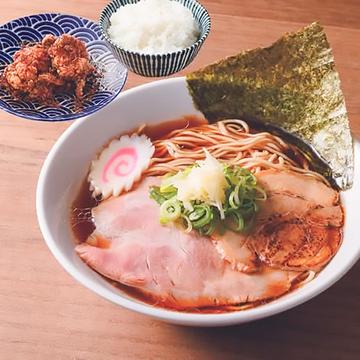 熟成醤油の生姜中華そば + まぶし唐揚げ2個と銀しゃりのセット