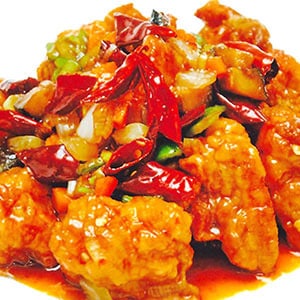 鶏肉の唐揚げ甘酢辛口炒め/Dry cooked chicken