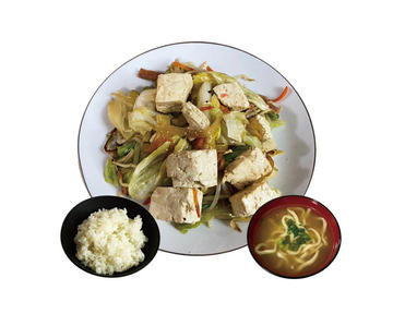 【沖縄家庭の味】豆腐チャンプルー定食(ミニそば付き)