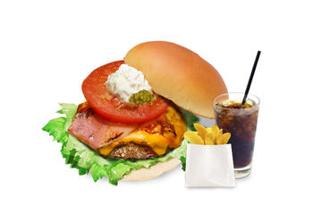 ベーコンチーズバーガーセット/全粒粉バンズ
