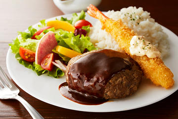 ハンバーグ＆エビフライプレート