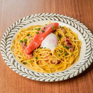 贅沢たらこ１本＆黒七味のスパイシーカルボナーラ