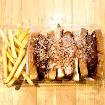 ● 特大！おろし醤油の和風ロースカツ(250g！！！)サンド・ポテトセット