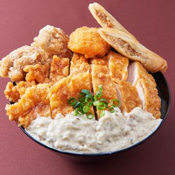 タルタル大判チキン南蛮丼 【ダブル】500 (唐揚2+コロッケ1+春巻1) (タル2)