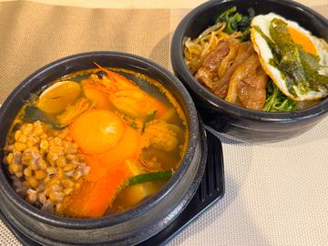 納豆チゲ＆ミニ牛カルビセット