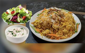 スペシャル:ライター付きチキンビリヤニ special dam chicken biryani with Raita