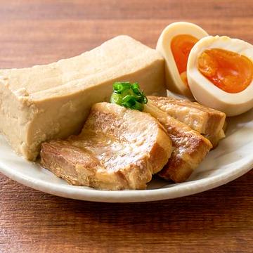 【おかず】豚角煮豆腐と半熟煮卵 Pork Kakuni Tofu and Egg