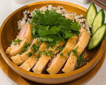 【山盛りパクチー】16穀米ともも肉のカオマンガイ [Loads of Coriander] Khao Man Gai (Chicken Thigh)