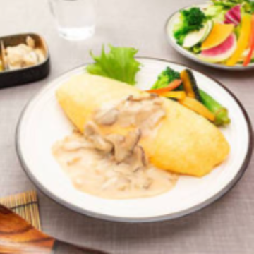 きのこクリームオムライス Mushroom and Cream Omelette Rice