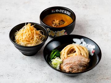 つけ麺・ネギ丼セット(チャーシュー1枚・薬味ネギ・ホウレン草・ネギ丼)