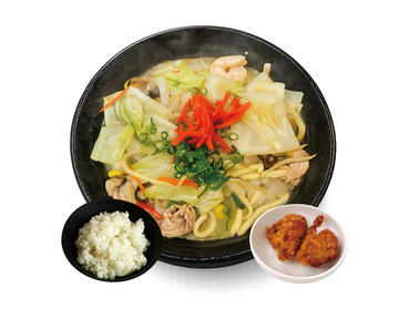 【野菜たっぷり満足】長崎ちゃんぽん風野菜そば+からあげ2個ご飯セット(麺200g)