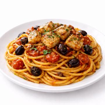鰤プッタネスカソーススパゲッティ
