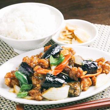 鶏肉とナス炒め定食