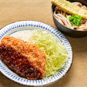 お得なセット！ロースカツのソースカツ弁当(ミニうどん付き)