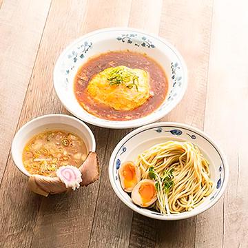 サバ濃厚鶏つけ麺+半天津飯