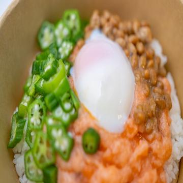 ネギトロサーモンオクラ納豆丼