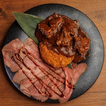和牛メンチ＆牛タンのローストビーフ定食