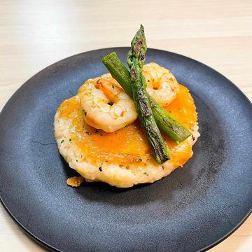 エビとアスパラの焼きリゾット