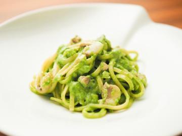 お魚のグリーンクリームソーススパゲッティ