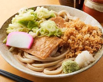 きつねとたぬき讃岐うどん(冷やし) Sanuki Udon Noodles with Tofu Skin & Tempura Batter (Chilled)