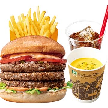 【ディナーセット】トリプル絶品ビーフバーガーTriple ZEPPIN（Supreme）Beef Burger Dinner Set