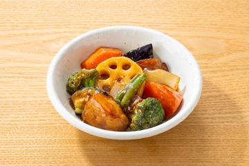 ミニ野菜の黒酢あん