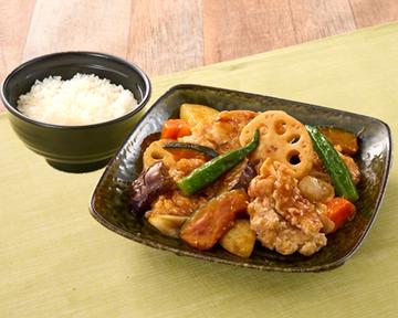 若鶏と彩り野菜の黒酢あん弁当(若鶏4個)