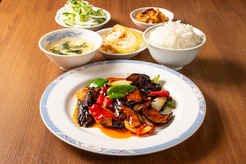 茄子の甘酢辛炒め定食