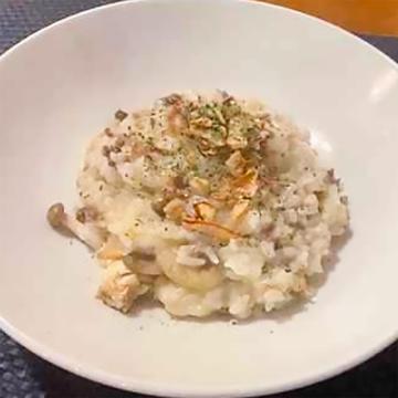 キノコとひき肉のリゾット