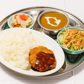 メンチカツカレーセット(mince cutlet curry set)