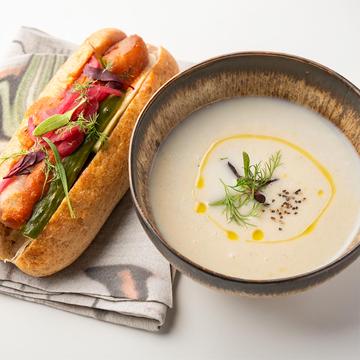 【食べ応えセット】スープ+ホットドッグセット [Hearty Meal Sets]Soup ＆ Hot Dog Set
