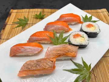 サーモンづくし1人前 Salmon all-you-can-eat, 1 person